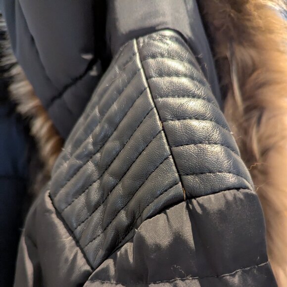 NB Series by Nicole Benisti Duck Down Puffer Jacket Size XS Raccoon Fur Collar - Picture 6 of 6